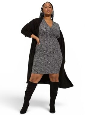 Torrid Mini Brushed Rib Hacci Surplice Dress